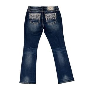 Miss Me Women's Dark Wash Jeans Beaded Pocket Details Size 32